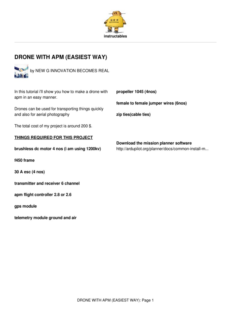 Drone With Apm Easiest Way | PDF