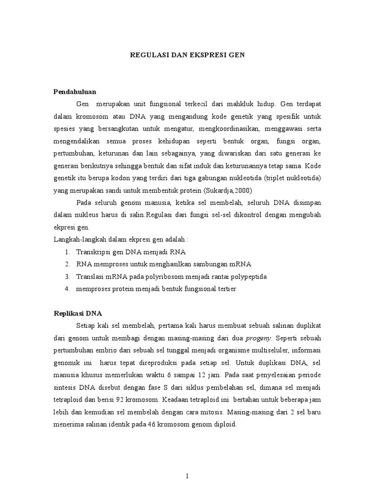 Regulasi dan Ekspresi Gen dalam DNA | PDF