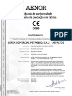 Certificado de conformidade de betumes