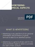 Advertising-Economical Aspects: Submitted By: Abhinay Kumar