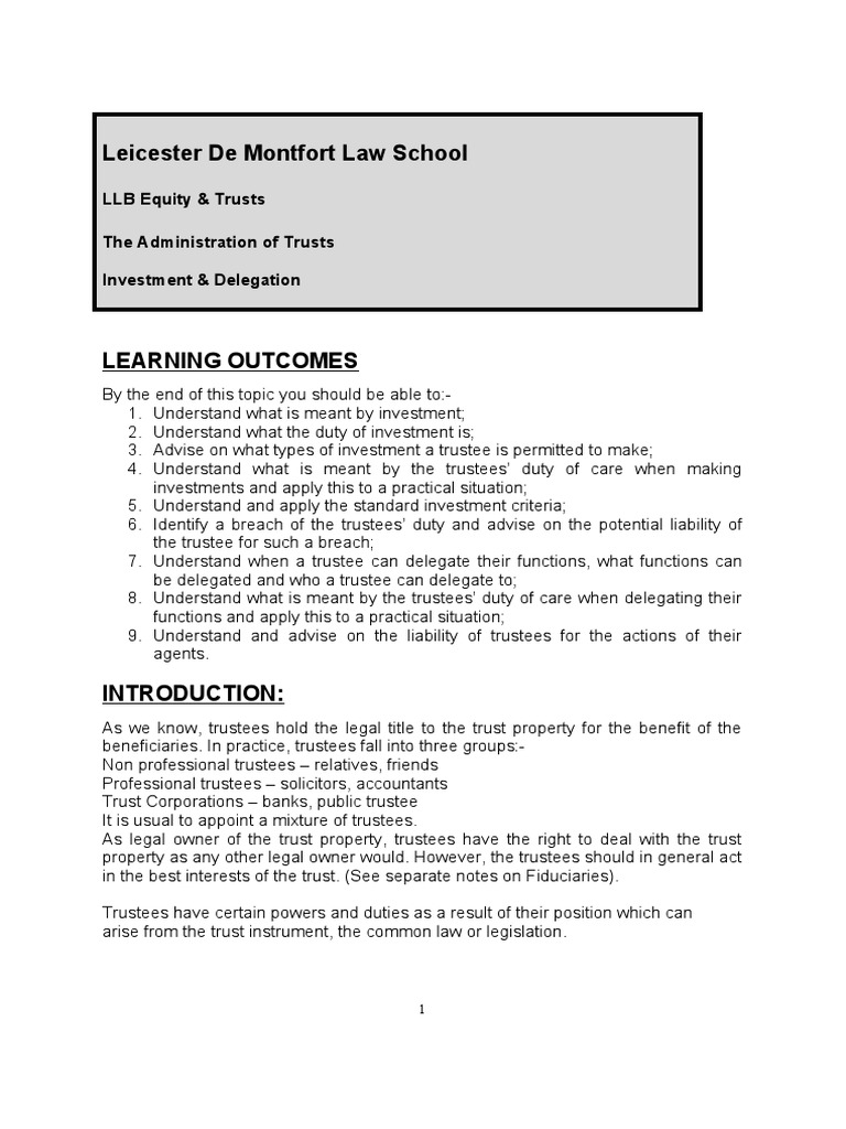 Trustee Investment Duties Explained | PDF | Trust Law | Trustee
