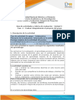 Guía de actividades y rúbrica de evaluación - Unidad 3 - Fase 4 - Evaluar integralmente el proyecto del grupo.