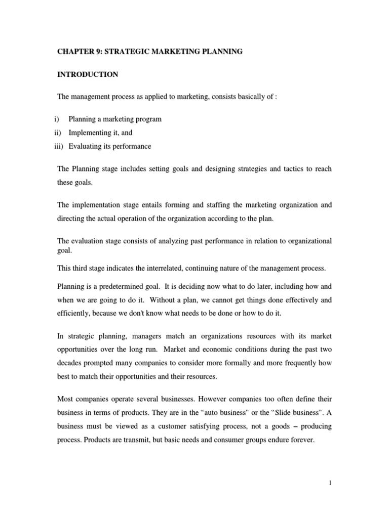 Chapter10 STRATEGIC MARKETING PLANNING | Download Free PDF | Strategic ...