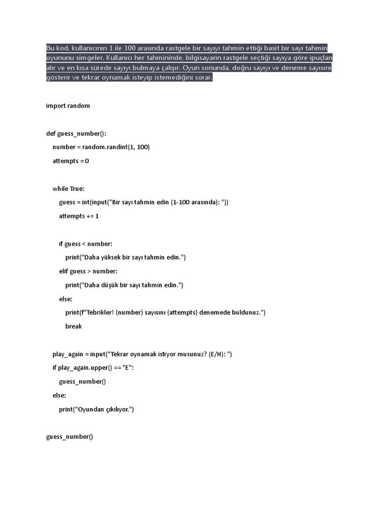 5 Tane Python Ile Yapılabilecek Oyun Kodu | PDF