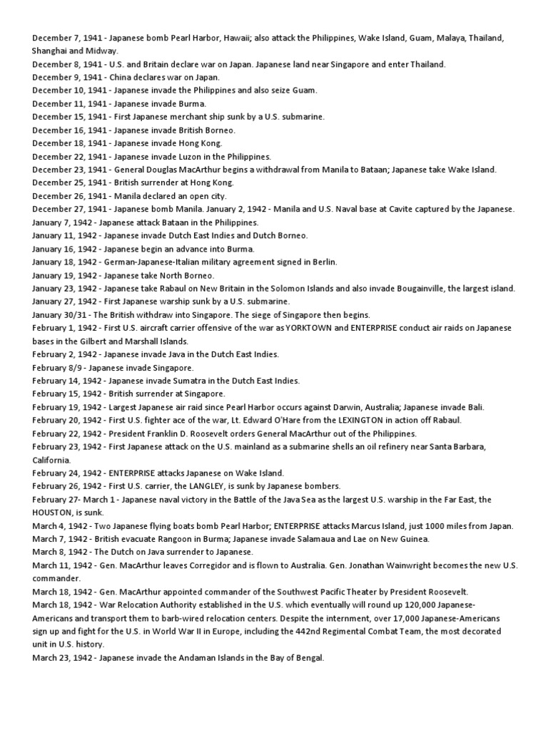 Pacific War Timeline - Pearl To Midway | PDF | Empire Of Japan ...