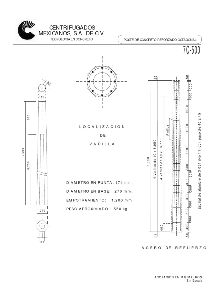 Poste Concreto PCR-7C-500 | PDF