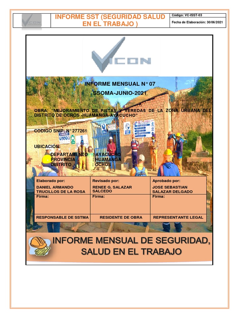 Informe Mensual de Seguridad Ocupacional | PDF | Seguridad y salud ...