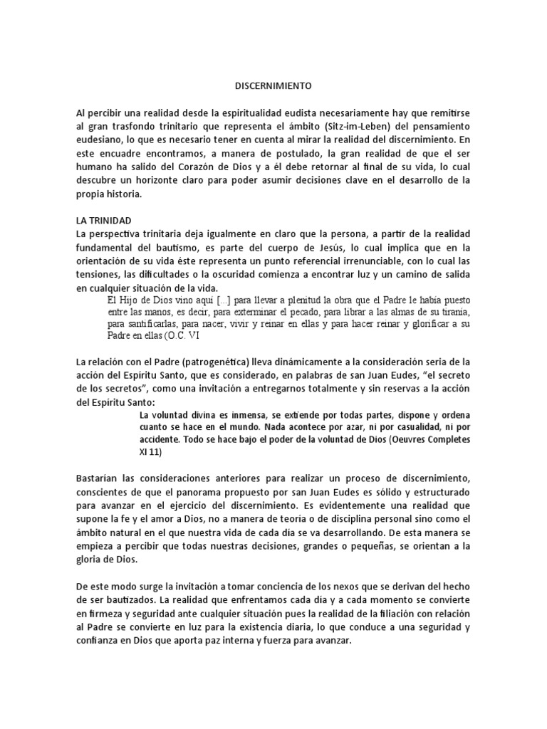 Discernimiento Espiritual Eudesiano | PDF
