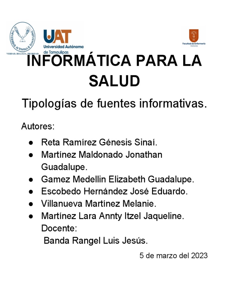 Tipos de Fuentes Informativas en Salud | PDF