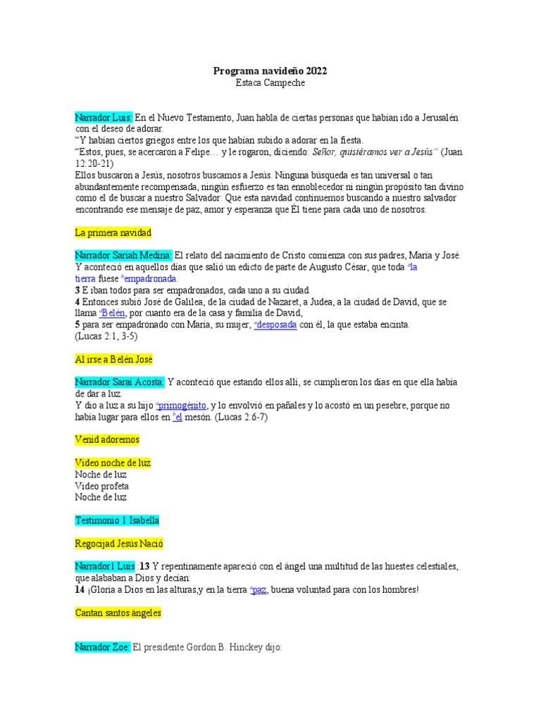 Programa Navideño 2022 Estaca Campeche | PDF