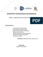 Instituto Tecnológico de Morelia: TÍTULO: Clasificación de Los Sistemas de Producción