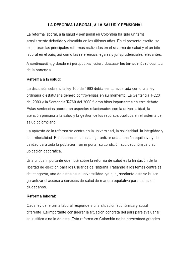 La Reforma Laboral | PDF | Derecho laboral | Colombia