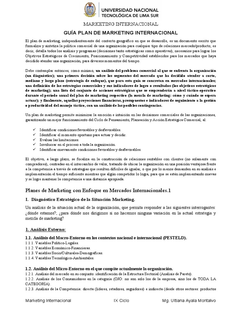 Guia de Plan de Marketing Internacional | PDF