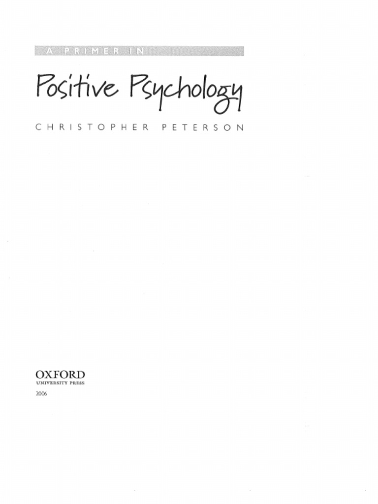 A Primer in Positive Psychology (Christopher Peterson) PDF
