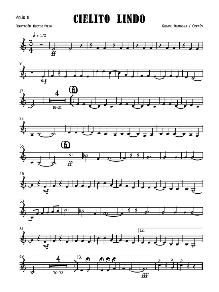 Cielito Lindo - Violín II | PDF