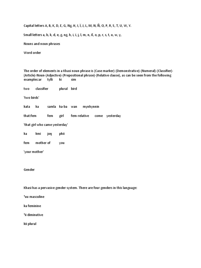 Khasi Language Structure and Grammar | PDF | Verb | Semantic Units