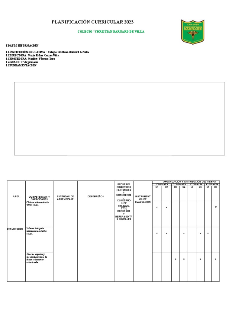 MODELO DE PROGRAMACIÓN 2022 1° de Primaria | PDF