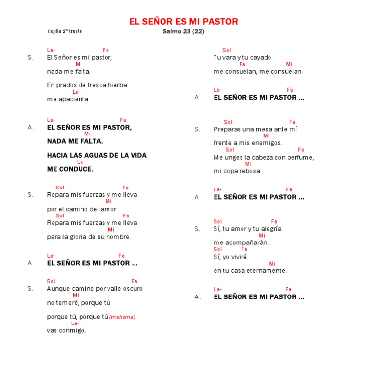 El Senor Es Mi Pastor - Sal 23 | PDF