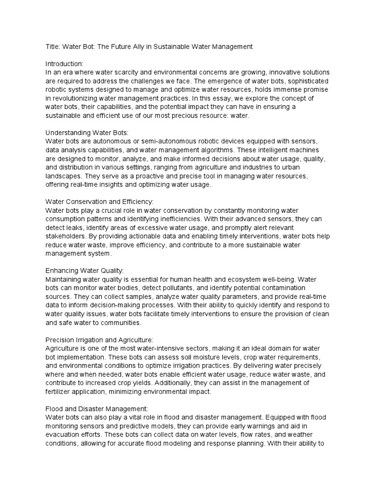 Water Bot - The Future Ally in Sustainable Water Management | PDF ...