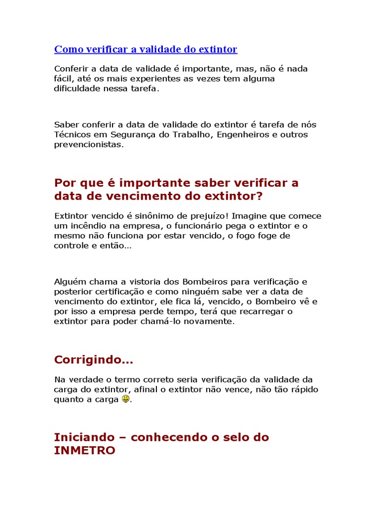 Verificação da Validade do Extintor | PDF