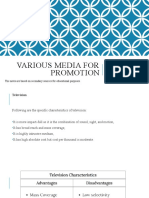 Characteristics of Various Media for Promotion