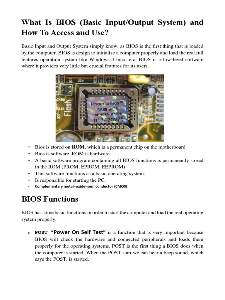 What Is BIOS (Basic Input/Output System) and How To Access and Use ...