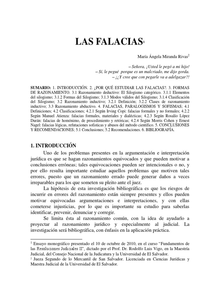 LAS FALACIAS - Maestría Judicial - María Ángela Miranda Rivas | PDF ...