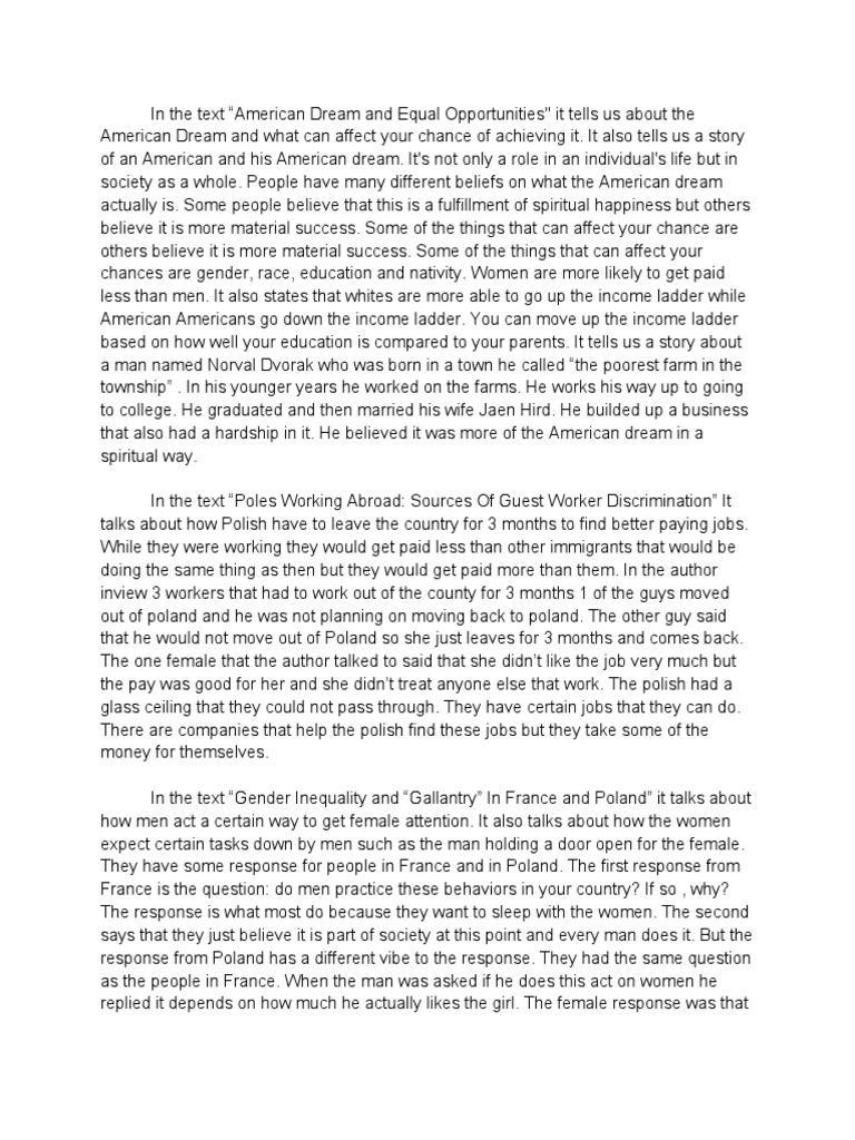 Inequality Project Pdf American Dream Gender Inequality