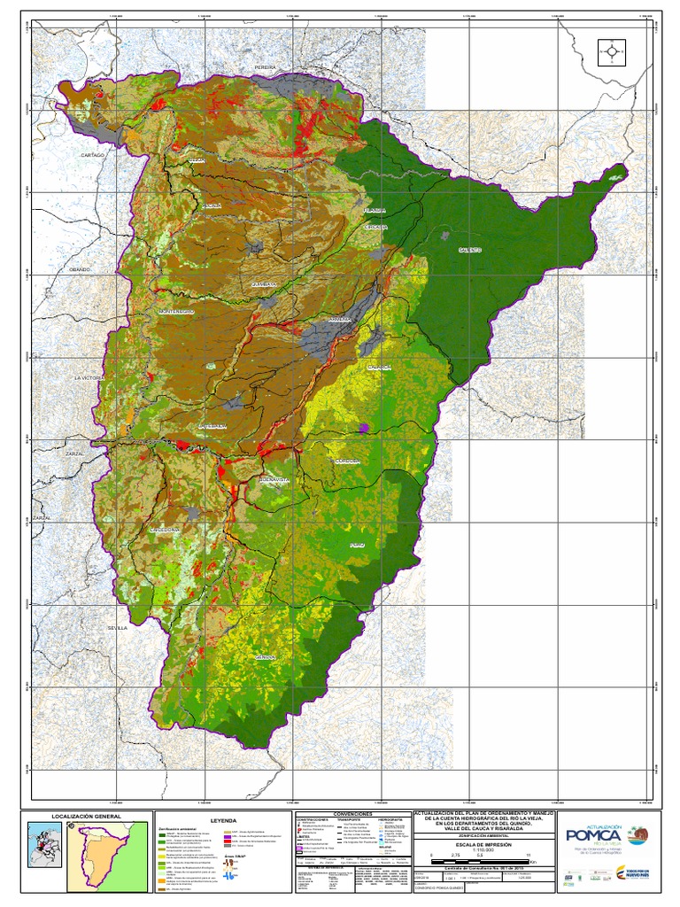 Mapa de la cuenca hidrográfica del Río La Vieja que muestra la ...