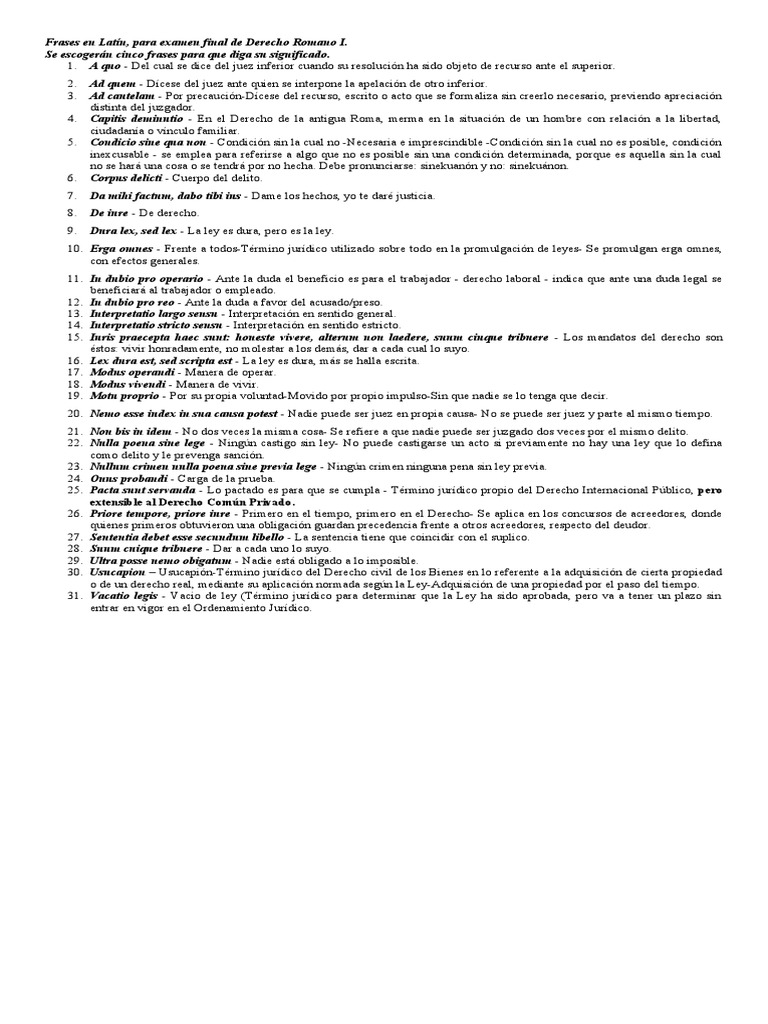 Frases en Latin D.R. I PDF Gobierno Justicia