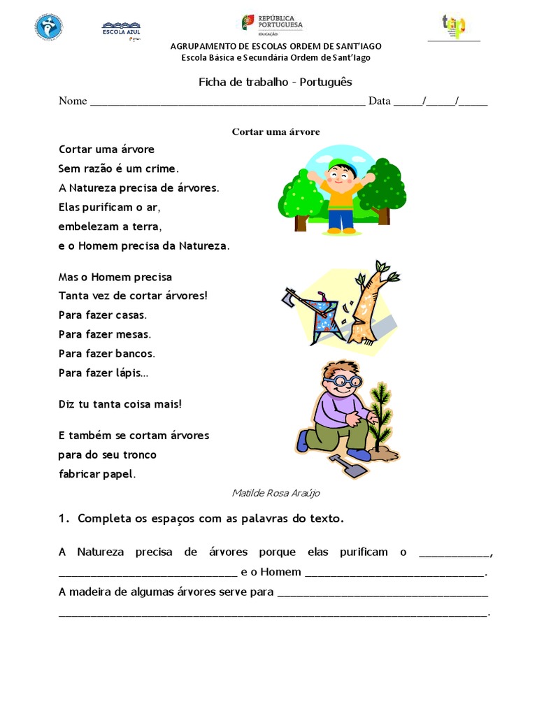Ficha Português - 2 Ano | PDF | Carreira e Crescimento | Artes ...
