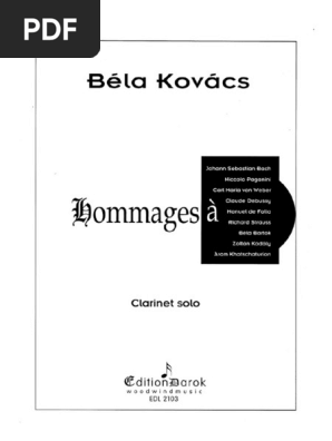 オマージュ・・・（Cl.ソロ）／Hommages - Bela Kovacs