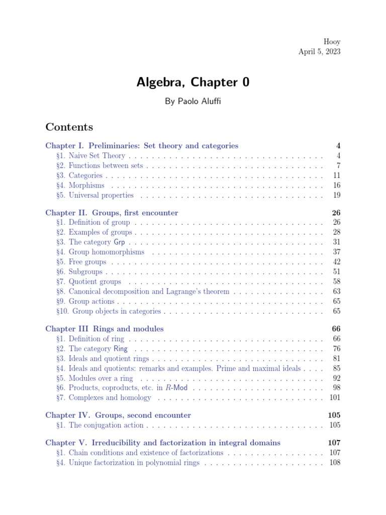 Solutions to Aluffi's Algebra Chapter 0 | PDF | Ring (Mathematics ...