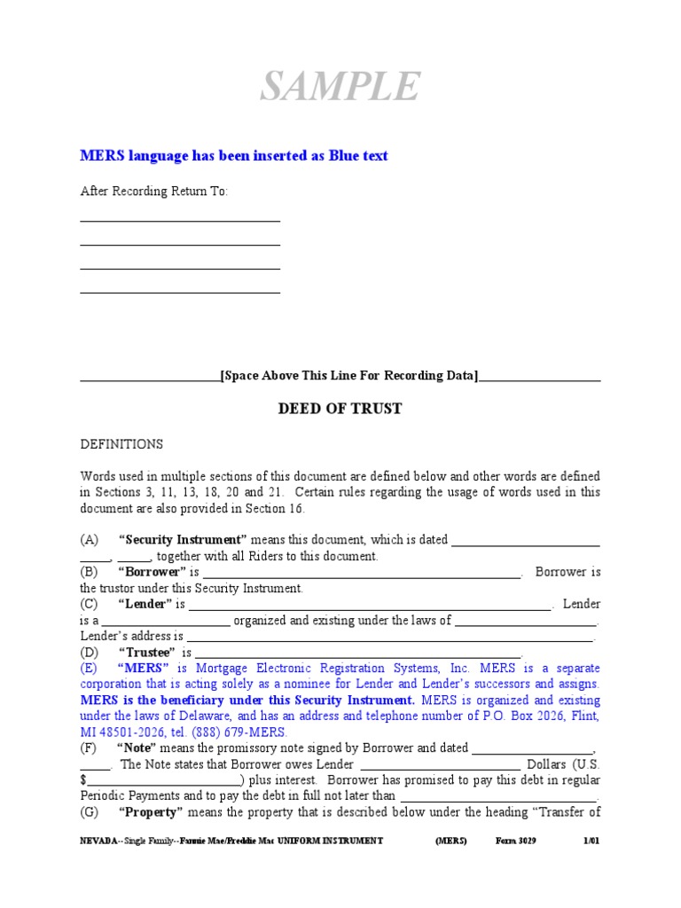 Blank Deed of Trust | PDF