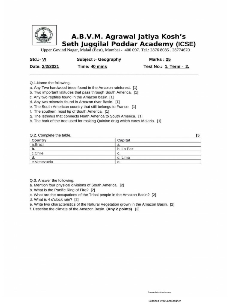 GeographyTest 1 Term2 PDF