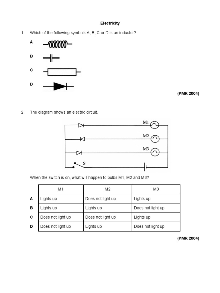 Form 3 Science: Electricity Exercises | PDF | Series And Parallel ...