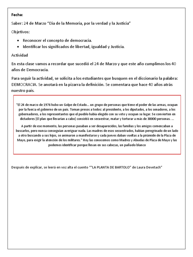 Actividades para el Día de la Memoria | PDF | Ciencias sociales ...