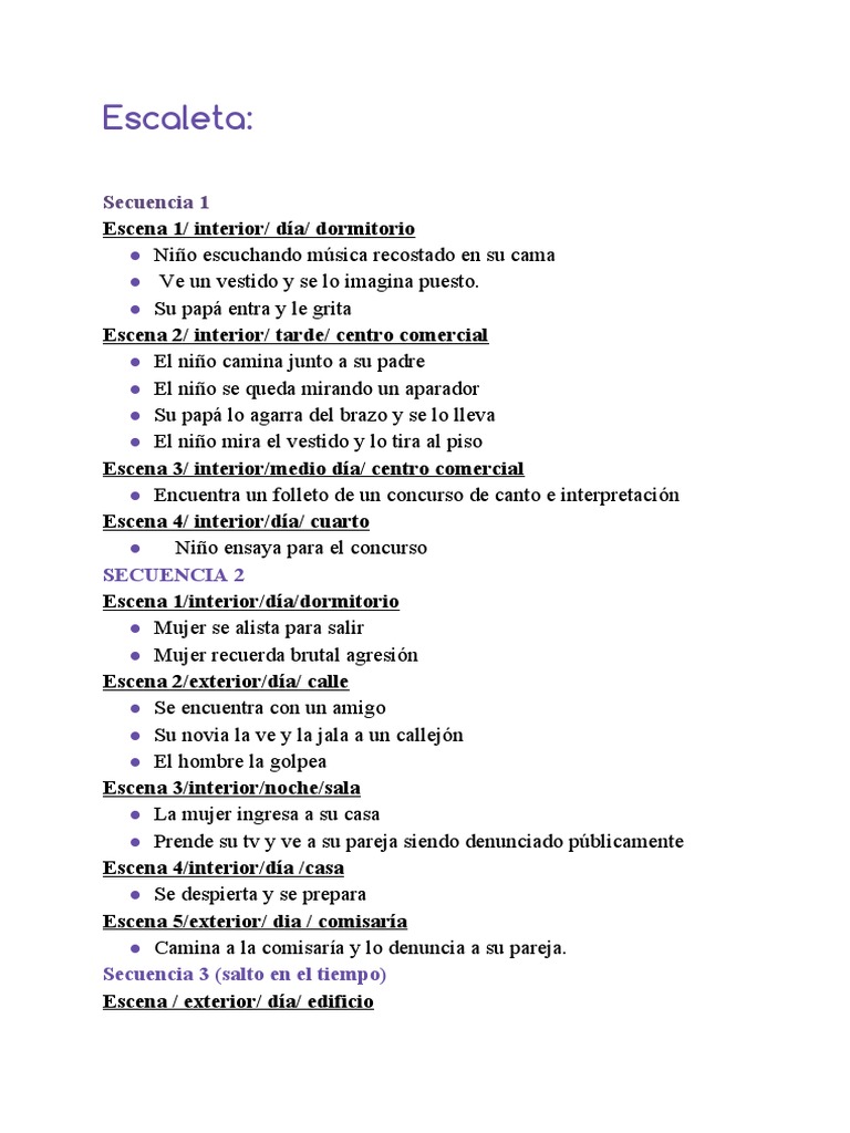 Ejemplo de Escaleta de Guion | PDF | Arte