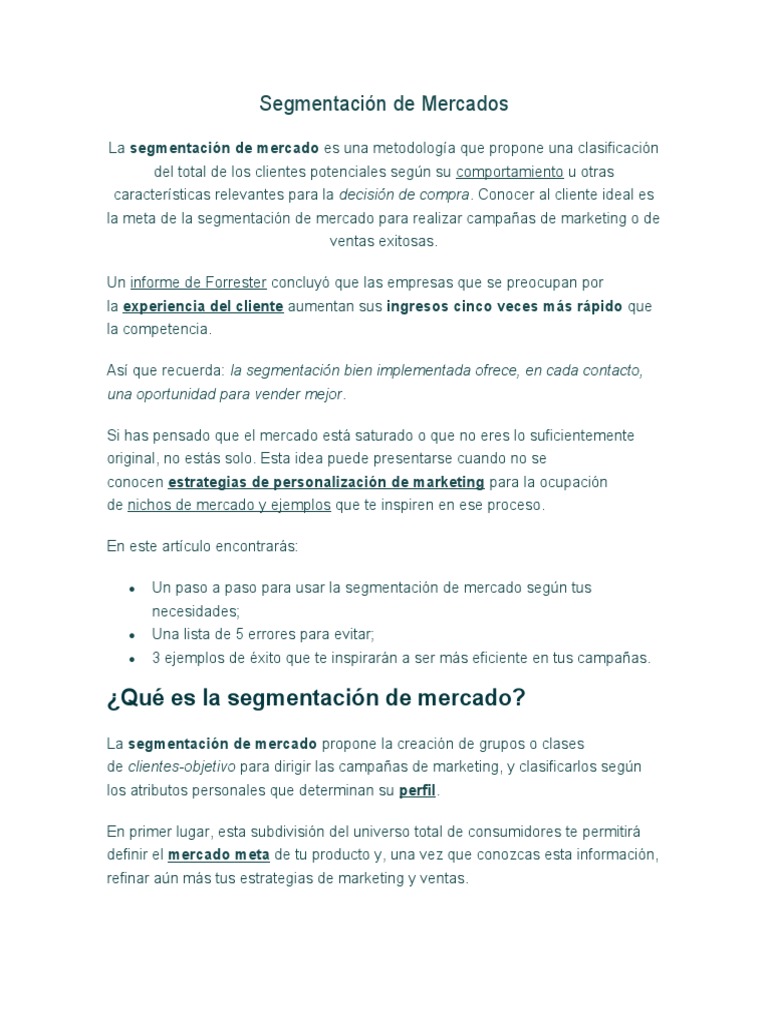 Estrategias de Segmentación de Mercados | PDF | Marketing | Mercado ...