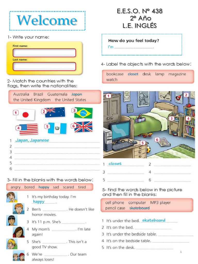 Actividades de Inglés para 2° Año | PDF