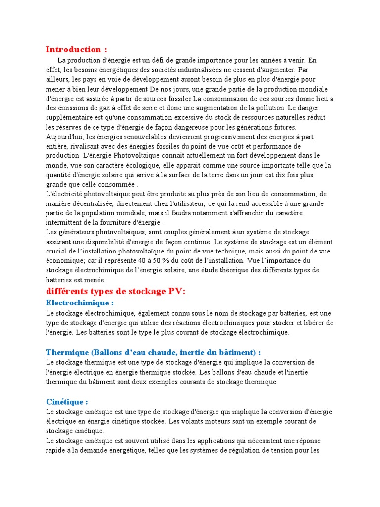 Types et coûts de stockage d'énergie solaire | PDF | Stockage de l ...