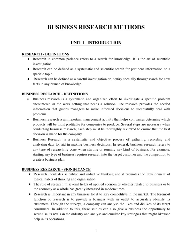 Unit 1 BRM Notes | PDF