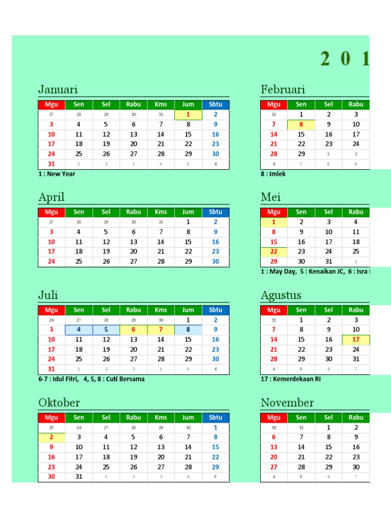 Kalender 2016 Indonesia | PDF