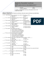 Sample Test Questions - Sy 2019-2020 Mathematics