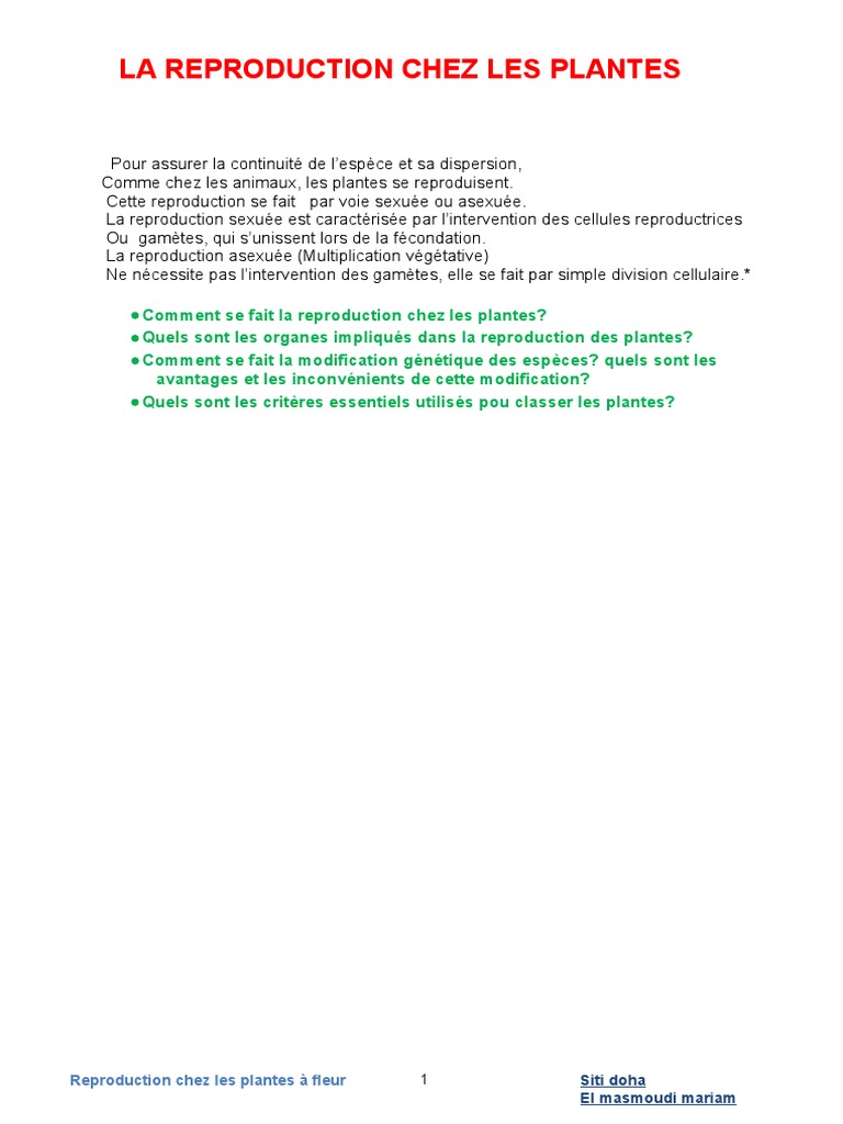 comment les plantes se reproduisent