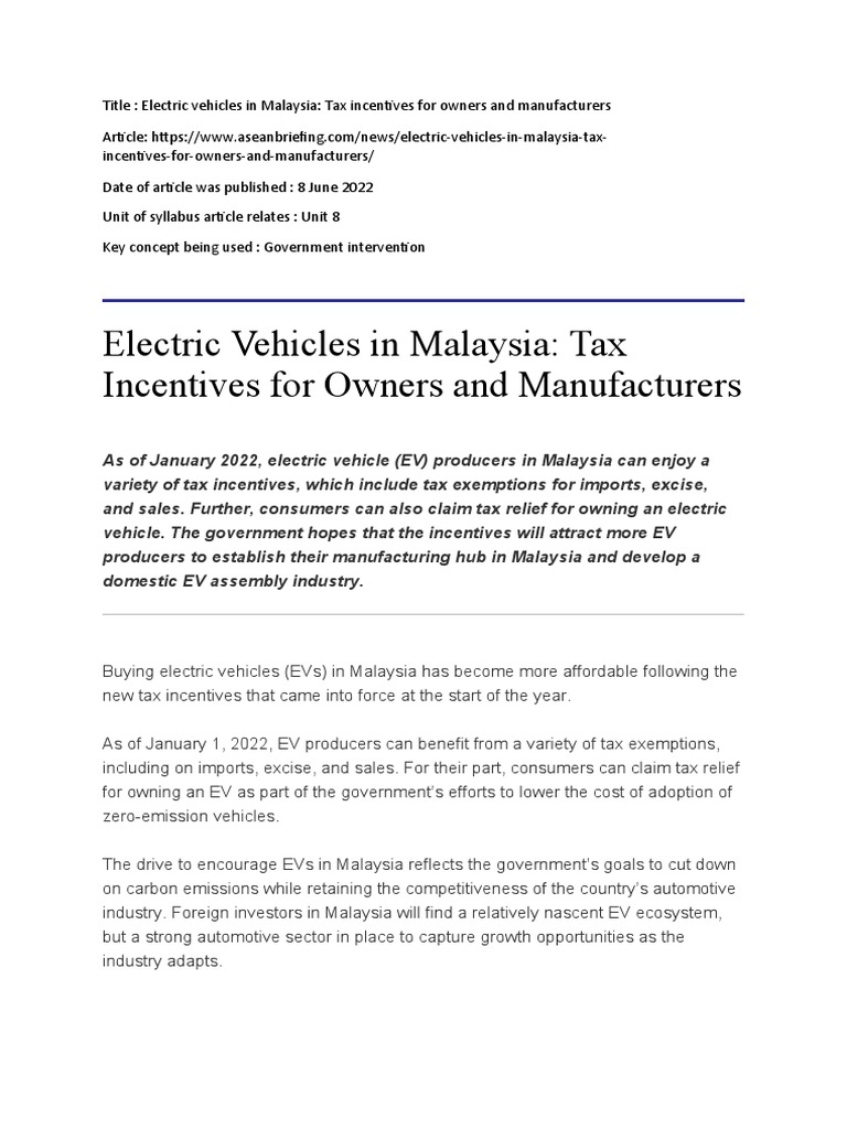 Article 1 Farhan Download Free PDF Electric Vehicle Taxes