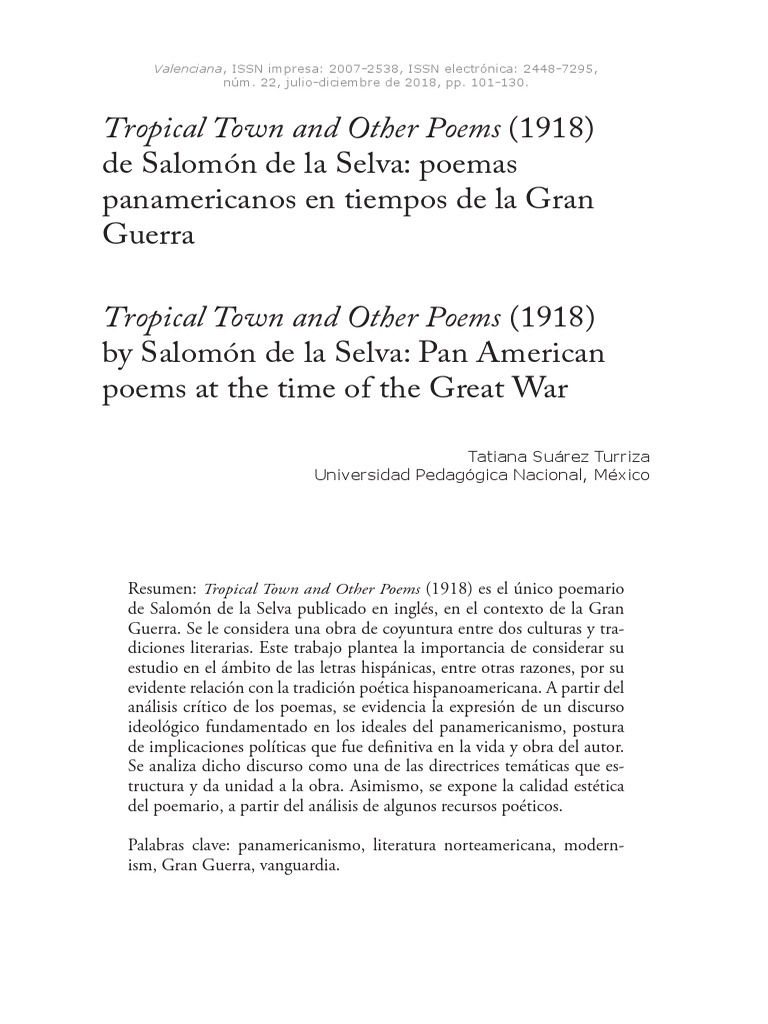 Tropical Town and Other Poems1918DeSalomon de La Selva | PDF | Classics