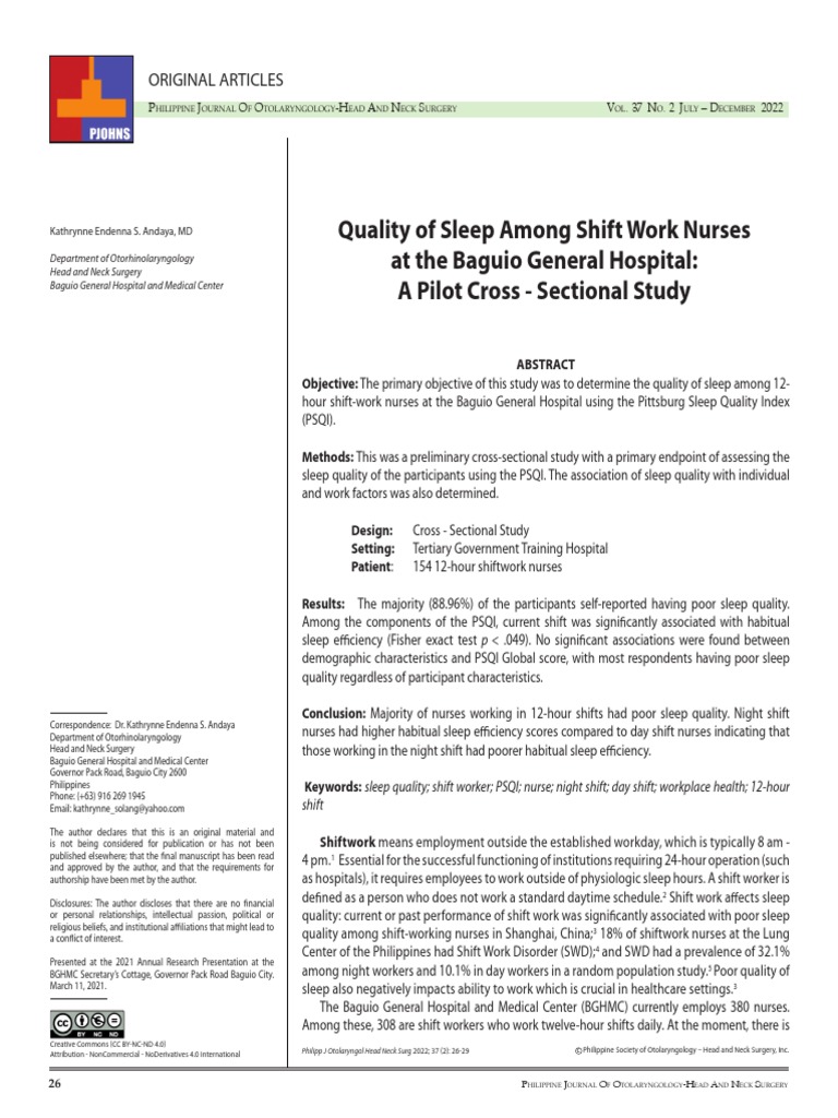 Quality of Sleep Among Shift Work | PDF | Self-Improvement | Wellness