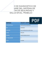 Informe de Diagnostico de Linea Base Del Sistema de Gestión de Seguridad y Salud en El Trabajo ..