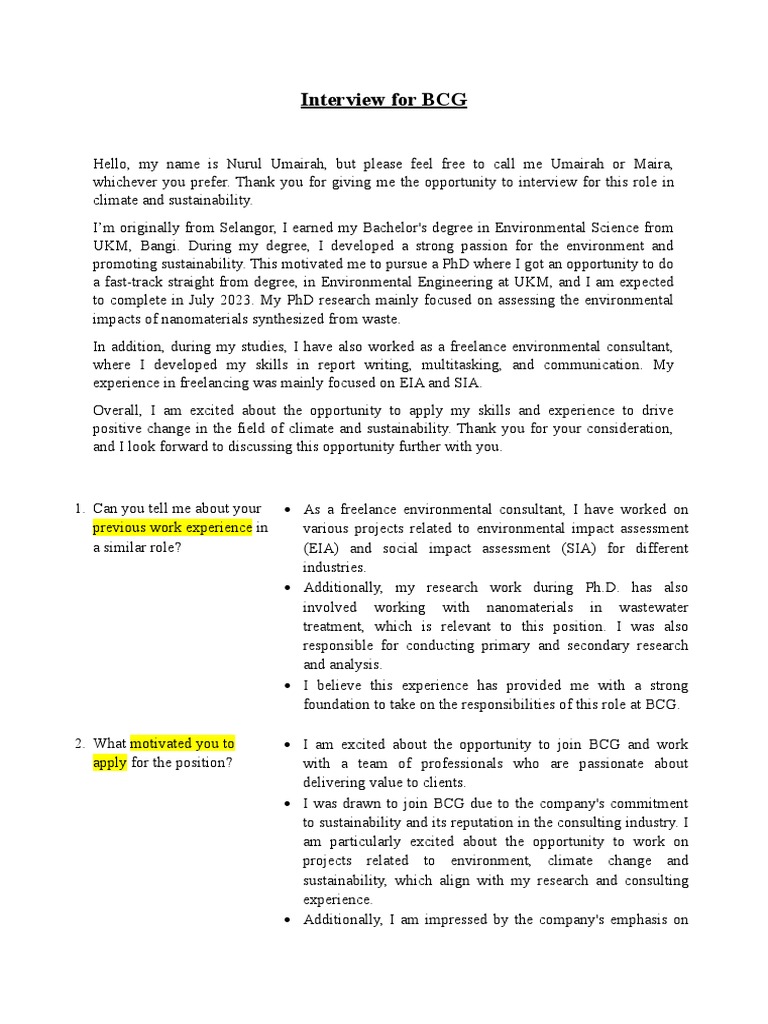Interview For Bcg Pdf Sustainability Efficient Energy Use